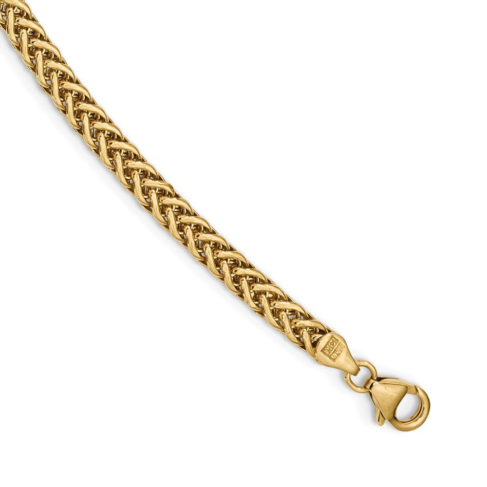 4.25mm 14K Yellow Gold Hollow Fancy Wheat Chain Necklace, 17 Inch, Item C10681 by The Black Bow Jewelry Co.