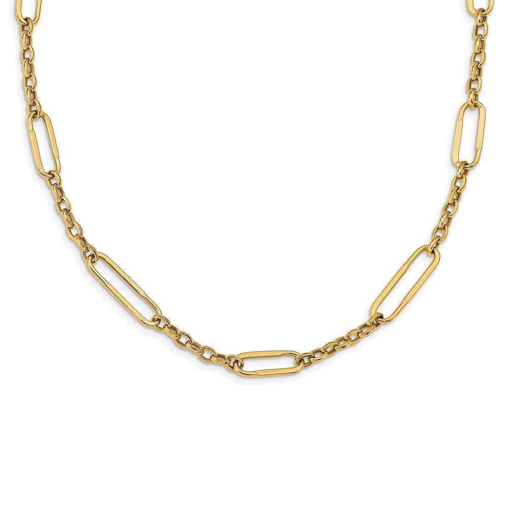 8mm 14K Yellow Gold Hollow Polished Fancy Link Chain Necklace, 30 Inch, Item C10685 by The Black Bow Jewelry Co.