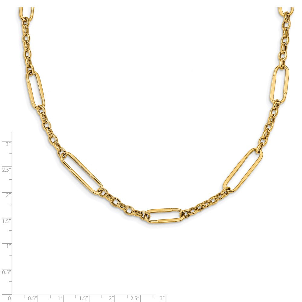 Alternate view of the 8mm 14K Yellow Gold Hollow Polished Fancy Link Chain Necklace, 30 Inch by The Black Bow Jewelry Co.