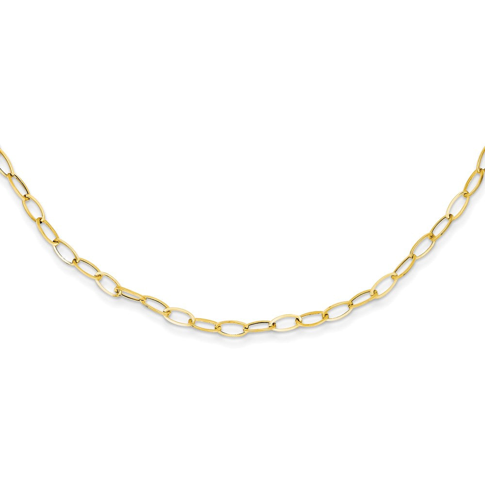 4mm 14K Yellow Gold Solid Open Oval Cable Chain Necklace, 18 Inch, Item C10687 by The Black Bow Jewelry Co.