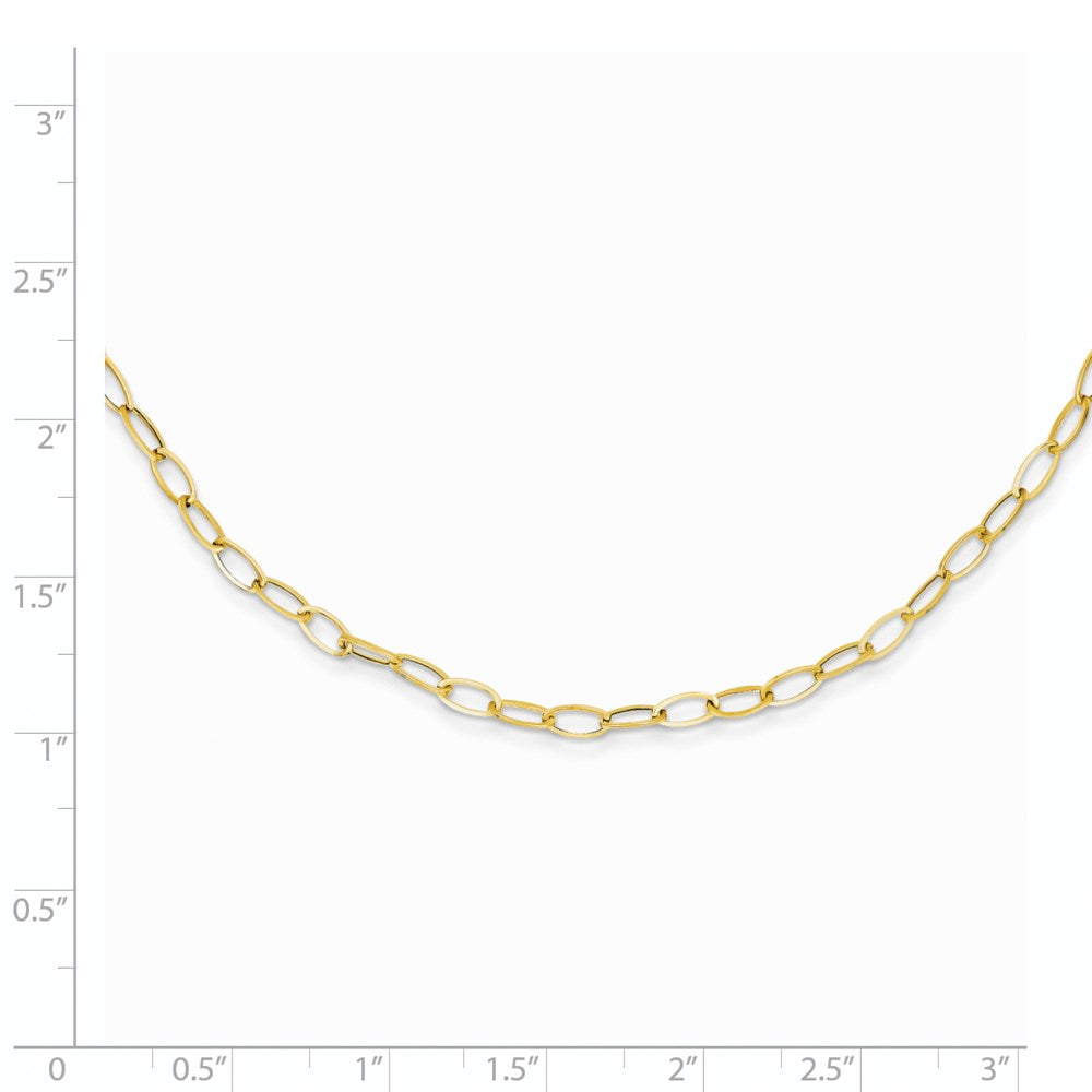 Alternate view of the 4mm 14K Yellow Gold Solid Open Oval Cable Chain Necklace, 18 Inch by The Black Bow Jewelry Co.