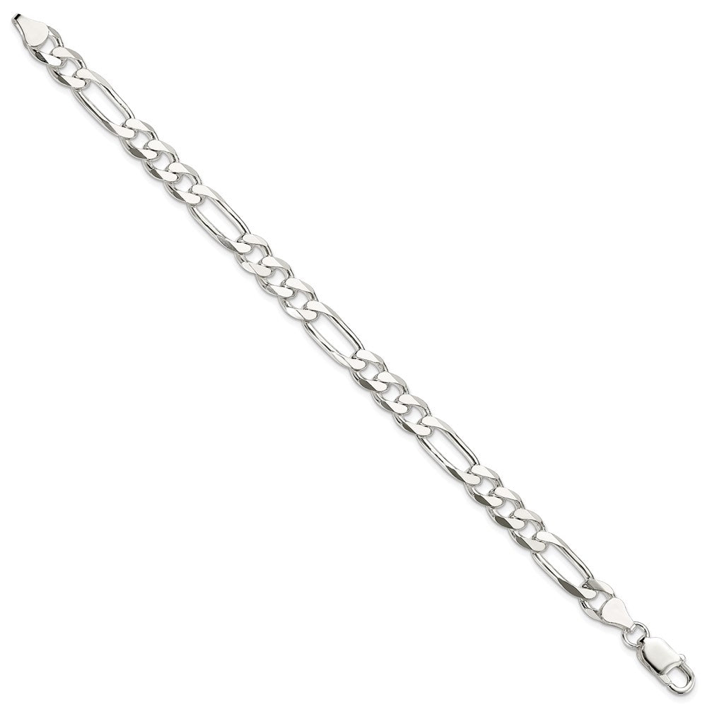 Alternate view of the Men&#39;s 7.5mm Sterling Silver Solid Figaro Chain Bracelet by The Black Bow Jewelry Co.