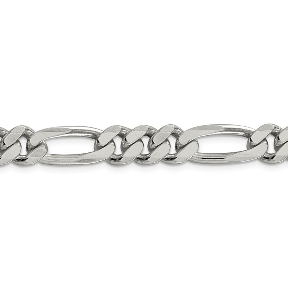 Alternate view of the Mens 9mm Rhodium Plated Sterling Silver Solid Figaro Chain Necklace by The Black Bow Jewelry Co.