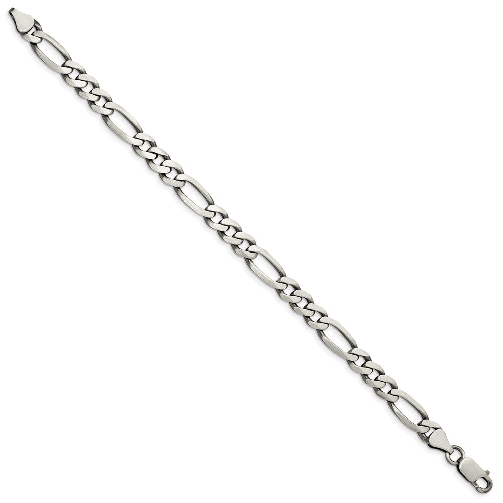 Alternate view of the Mens 6.5mm Sterling Silver Solid Antiqued Figaro Chain Bracelet by The Black Bow Jewelry Co.