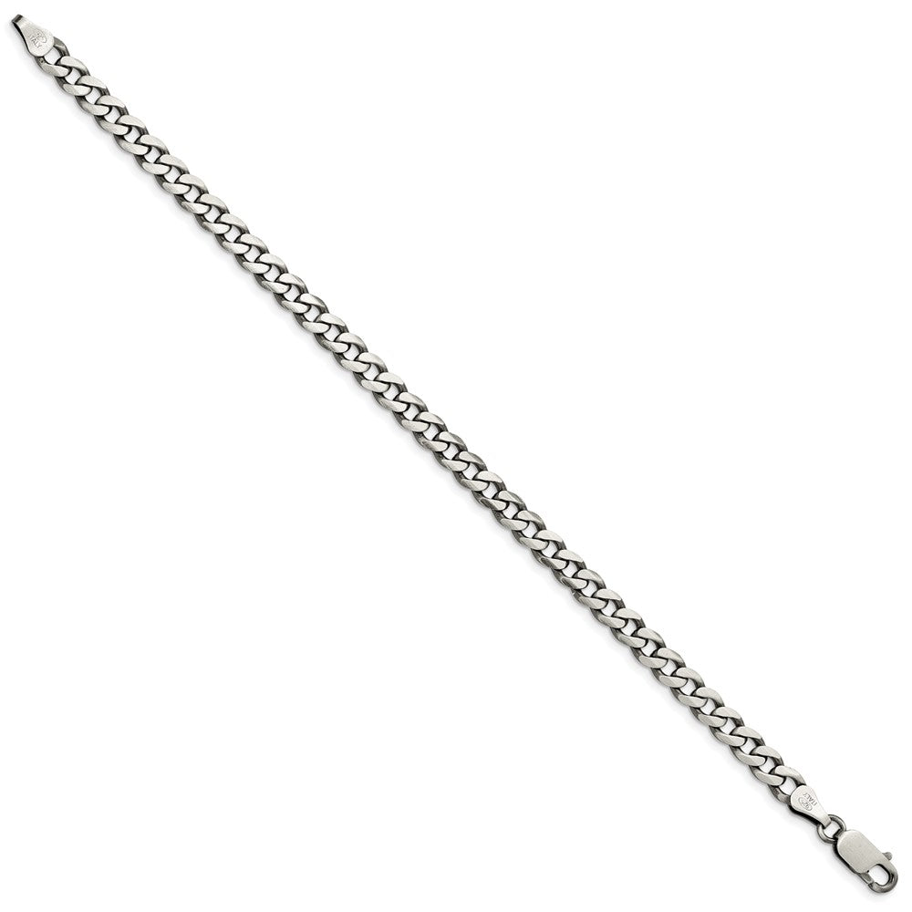 Alternate view of the 6mm Sterling Silver Solid Antiqued Flat Curb Chain Bracelet by The Black Bow Jewelry Co.