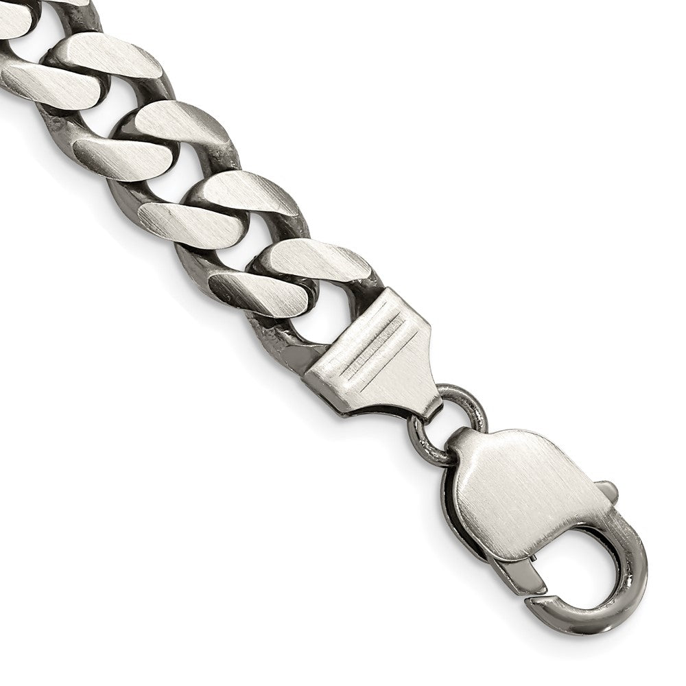 Men&#39;s 9mm Sterling Silver Solid Antiqued Flat Curb Chain Necklace, Item C10705 by The Black Bow Jewelry Co.