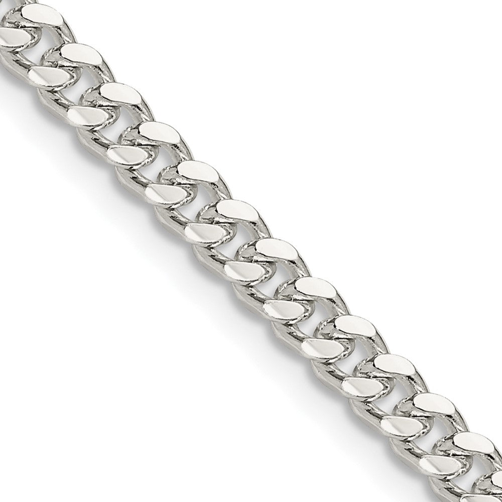 4mm Sterling Silver Solid D/C Domed Curb Chain Bracelet, Item C10711-B by The Black Bow Jewelry Co.