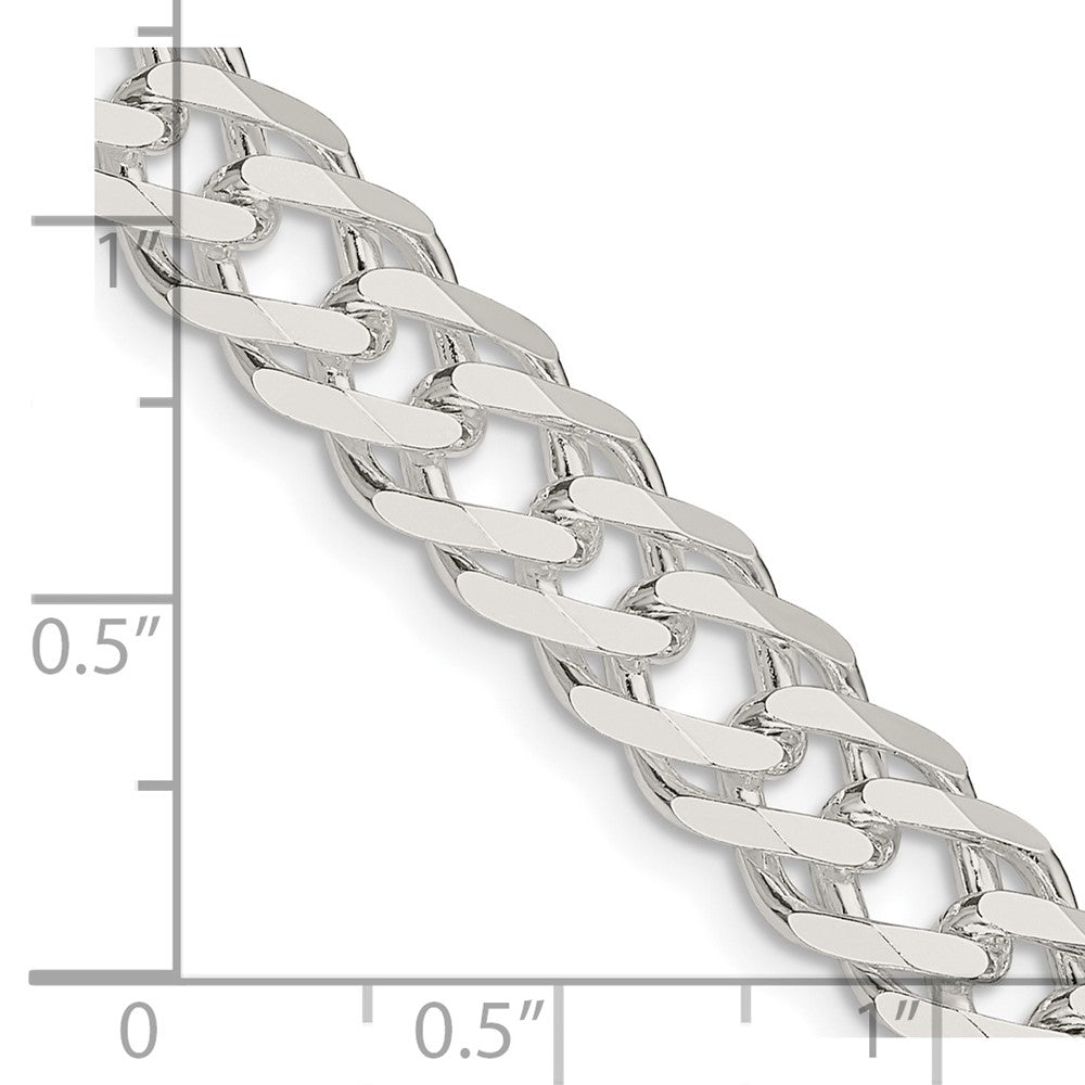 Alternate view of the 7.75mm Sterling Silver Diamond Cut Rambo Flat Curb Chain Bracelet by The Black Bow Jewelry Co.