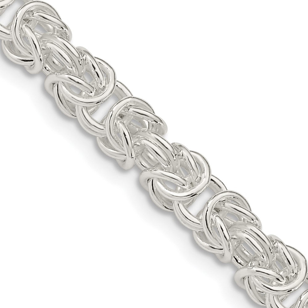 Men's Heavy Silver Byzantine Chain Necklace - 9mm Wide - 18 - 28 Inches