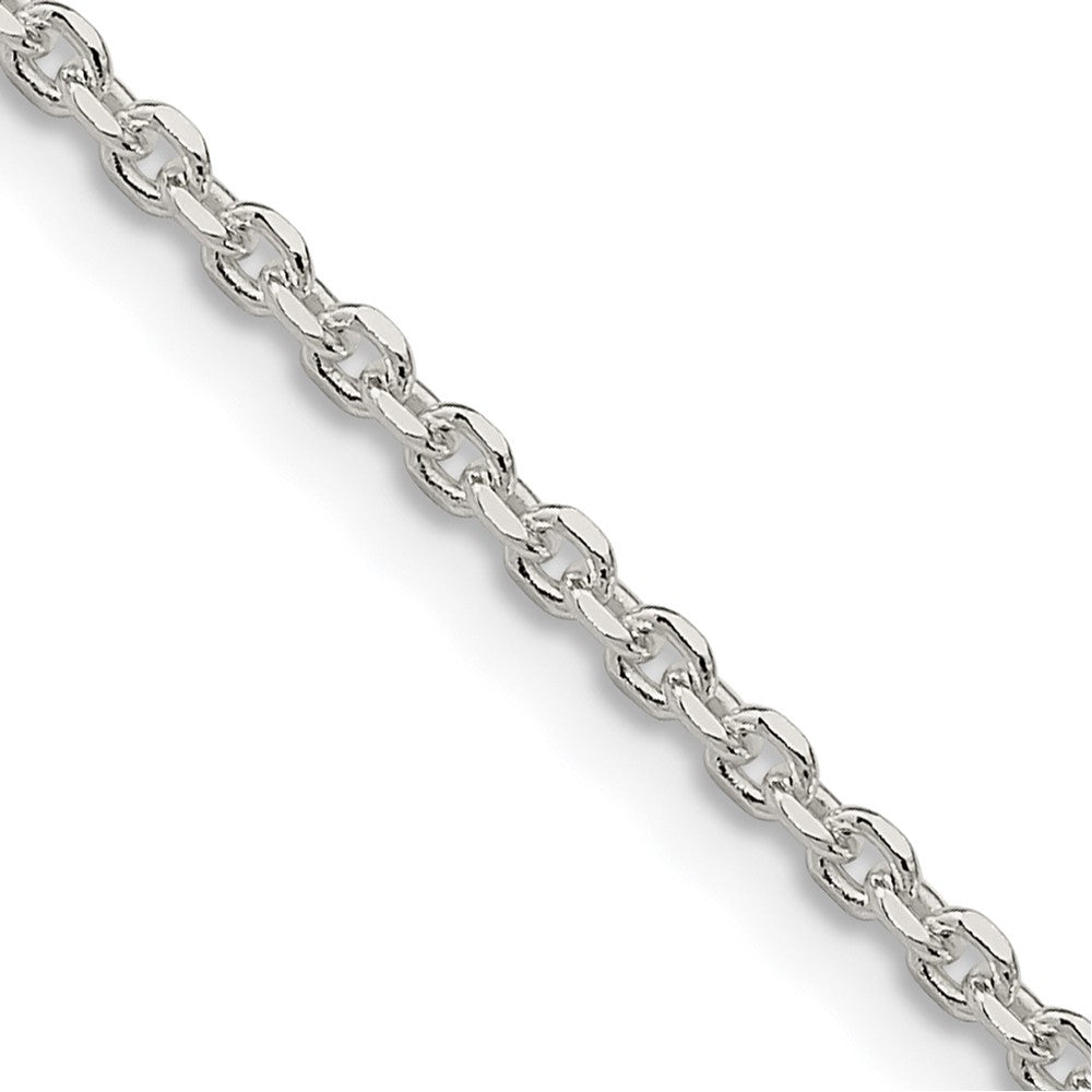 2mm Sterling Silver Solid Diamond Cut Cable Chain Necklace, Item C10744 by The Black Bow Jewelry Co.