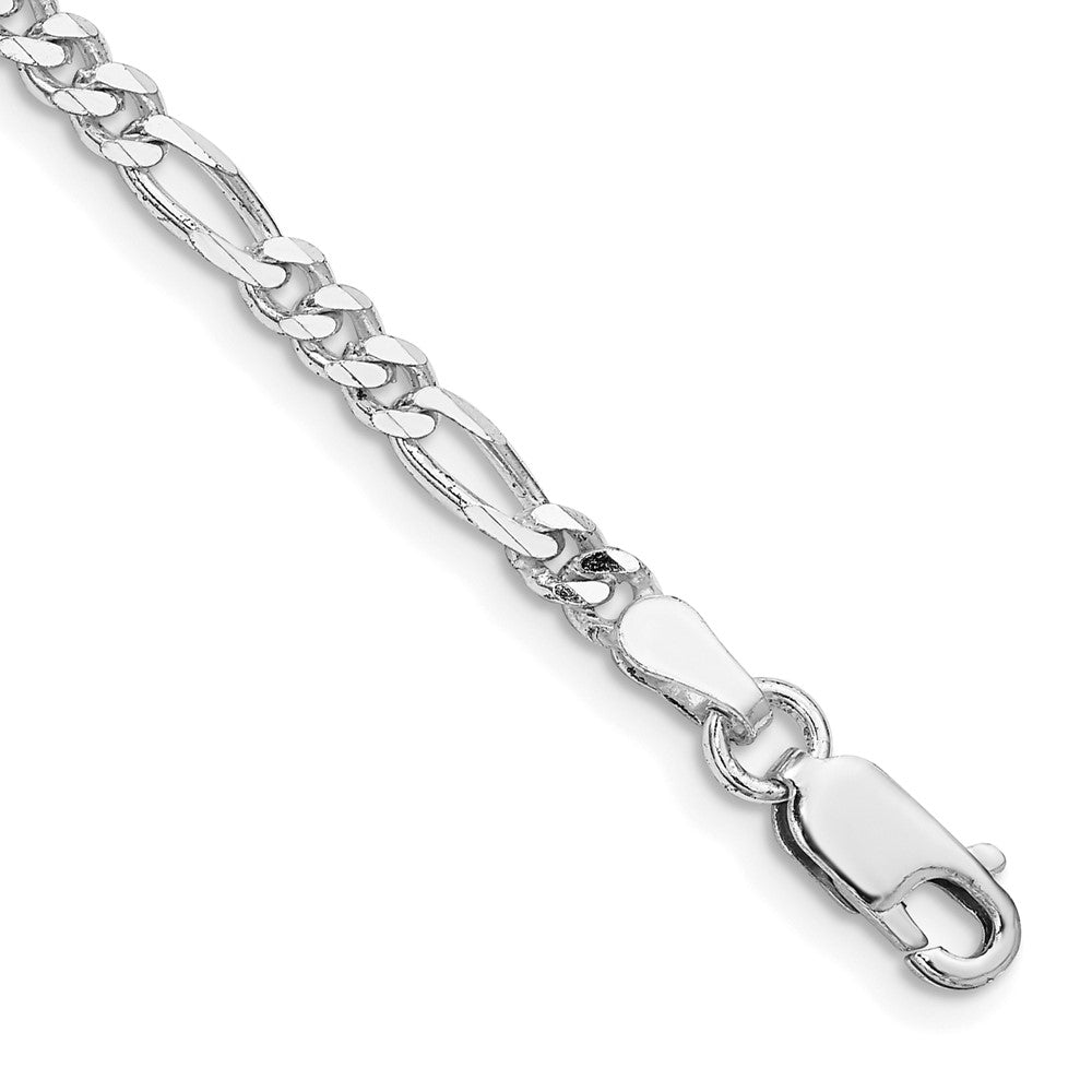 4mm Rhodium Plated Sterling Silver Solid Figaro Chain Anklet, 9 Inch, Item C10747-09 by The Black Bow Jewelry Co.