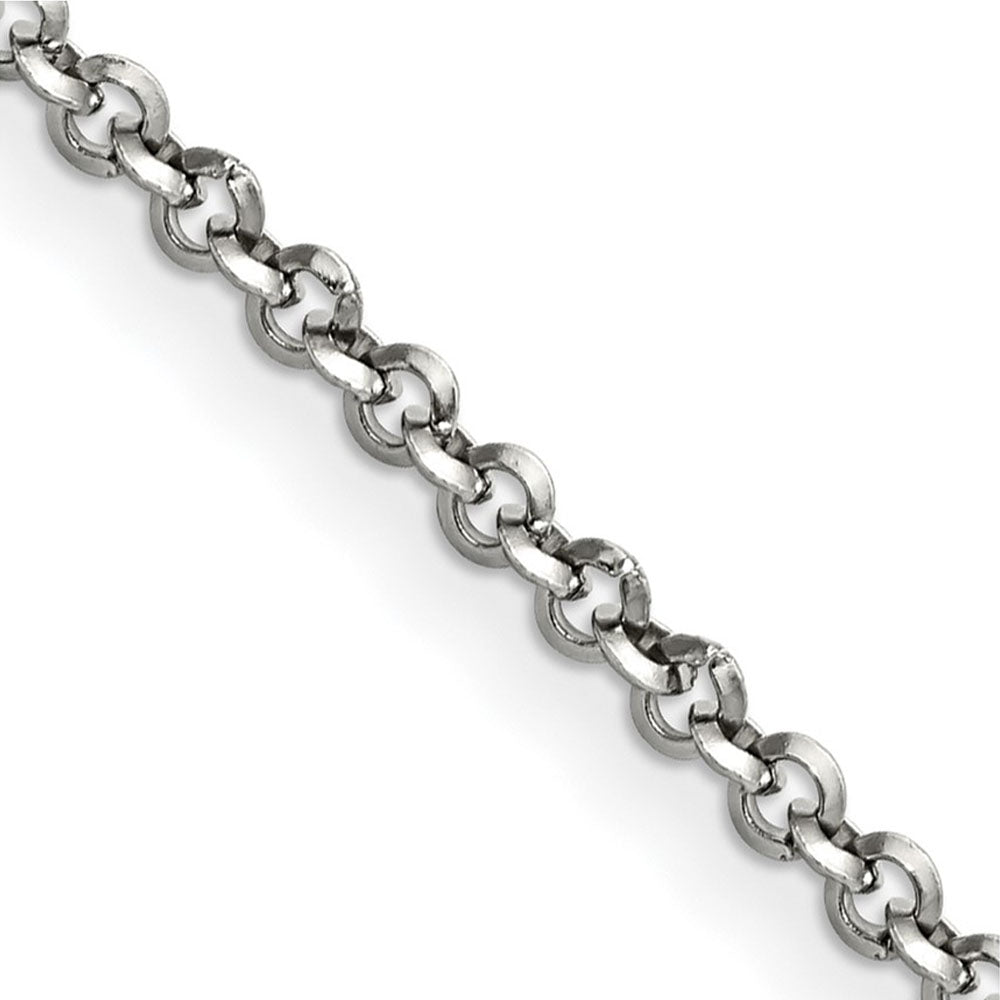 3.2mm Stainless Steel Polished Rolo Chain Necklace, Item C10750 by The Black Bow Jewelry Co.