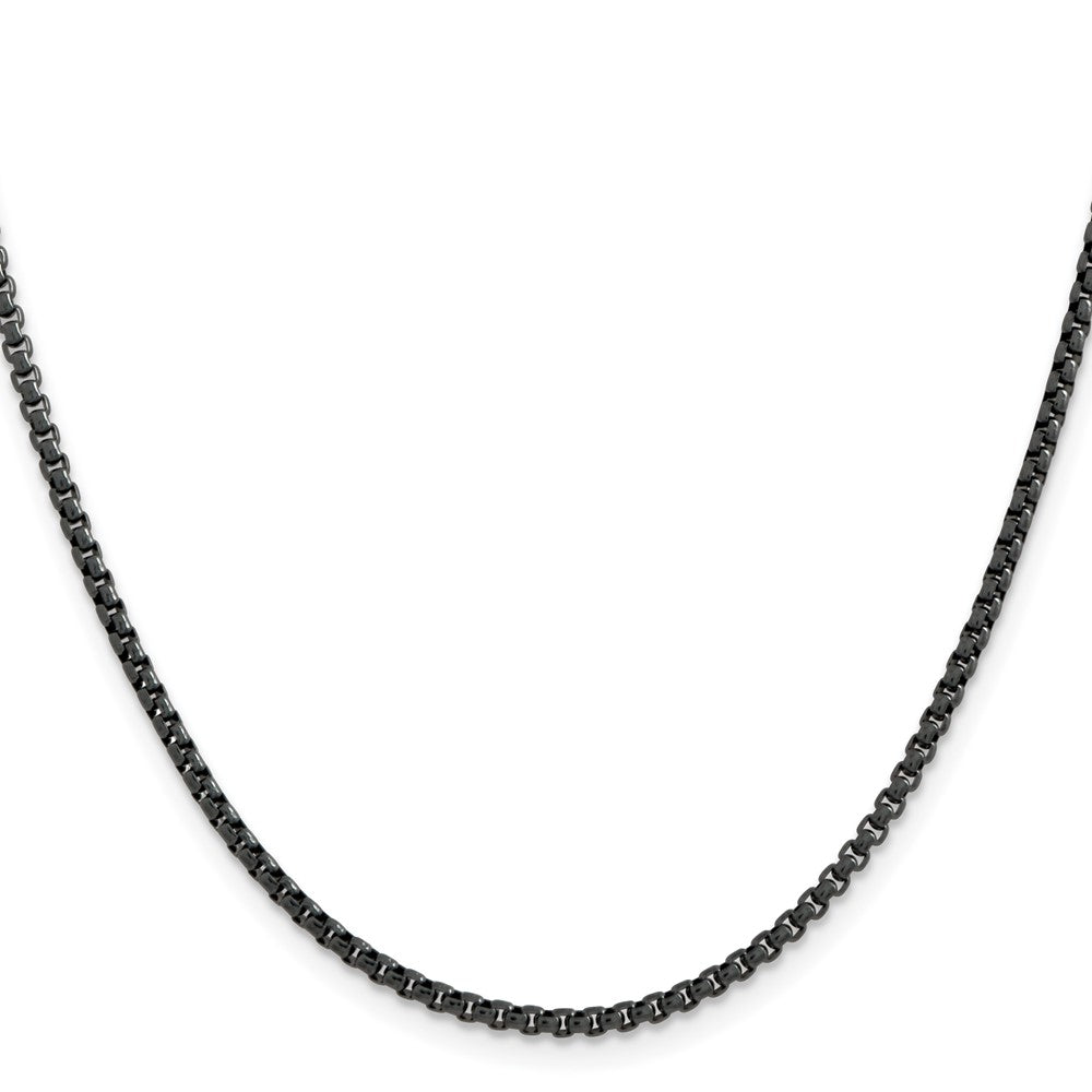 Alternate view of the 2.5mm Blue/Grey Plated Stainless Steel Rounded Box Chain Necklace by The Black Bow Jewelry Co.