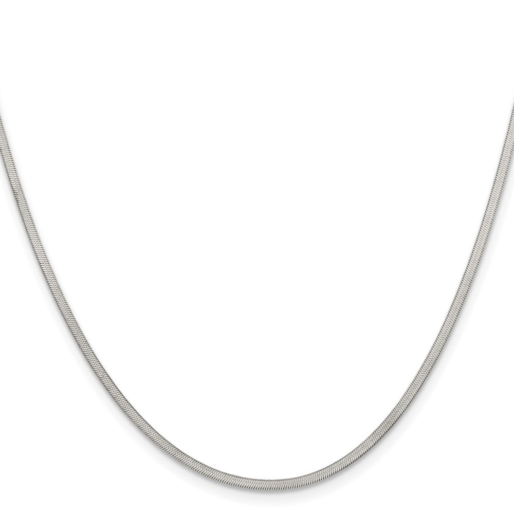 Alternate view of the 1.8mm Stainless Steel Herringbone Chain Necklace by The Black Bow Jewelry Co.