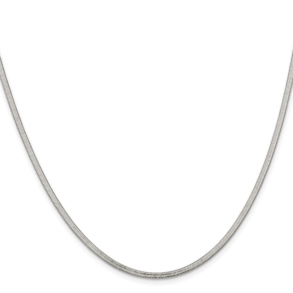 Alternate view of the 2.3mm Stainless Steel Herringbone Chain Necklace by The Black Bow Jewelry Co.