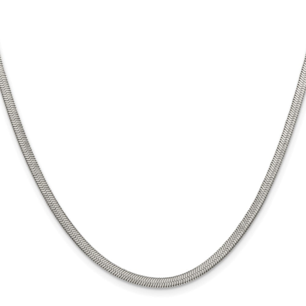 Alternate view of the 3.25mm Stainless Steel Herringbone Chain Necklace by The Black Bow Jewelry Co.