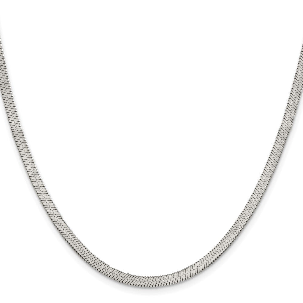 Alternate view of the 3.9mm Stainless Steel Herringbone Chain Necklace by The Black Bow Jewelry Co.