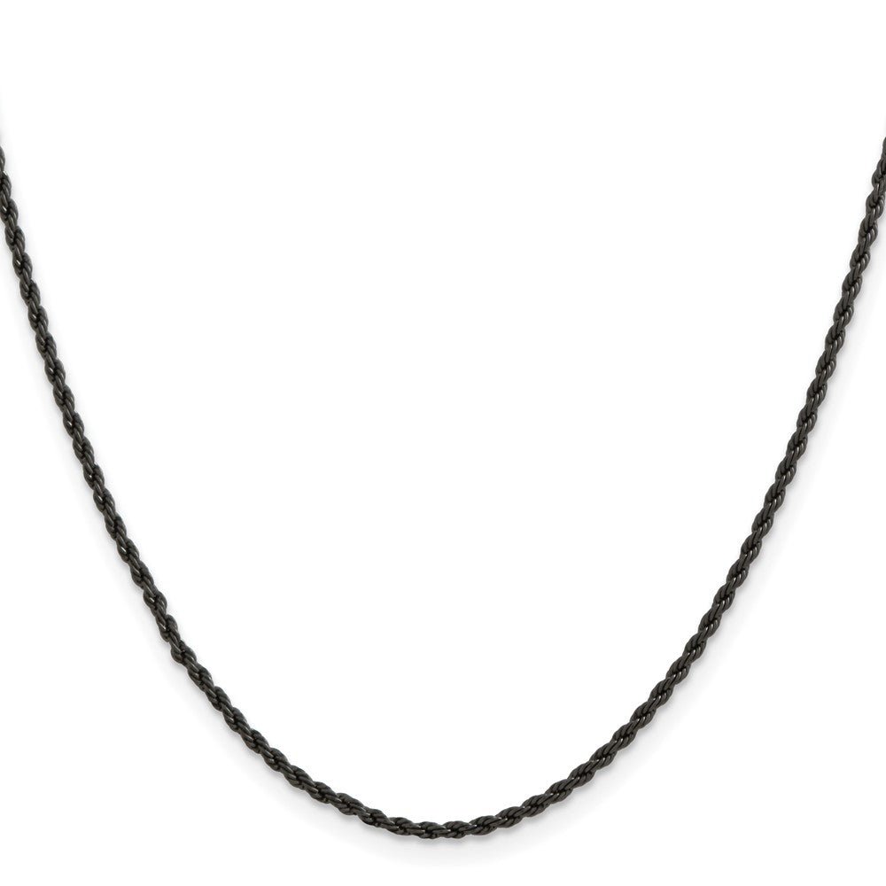 Alternate view of the 1.5mm Black Plated Stainless Steel Rope Chain Necklace by The Black Bow Jewelry Co.