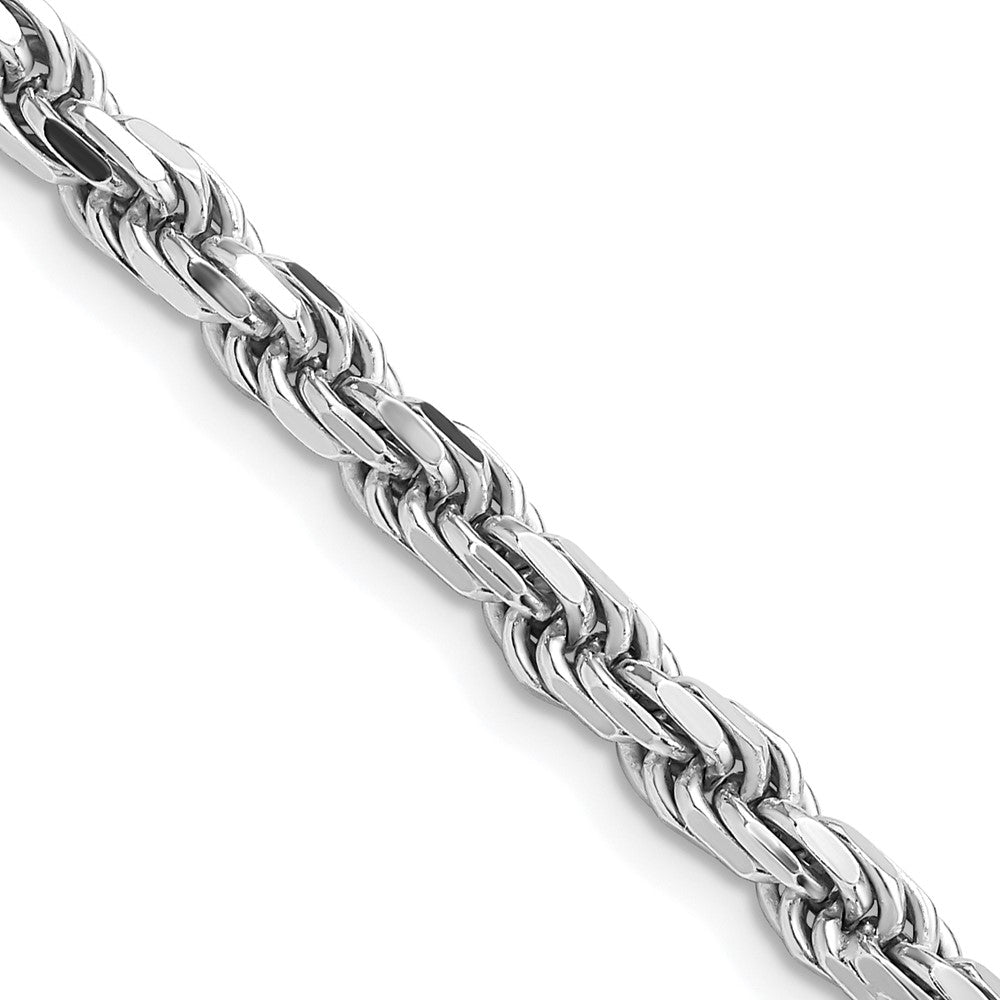 4.75mm Rhodium Plated Sterling Silver Solid D/C Rope Chain Necklace, Item C10768 by The Black Bow Jewelry Co.