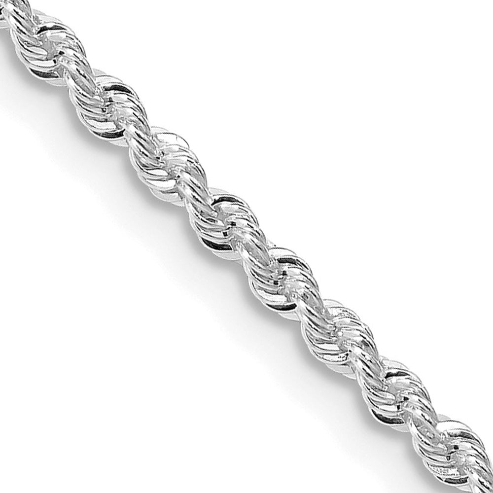 2.25mm Rhodium Plated Sterling Silver Solid Rope Chain Necklace, Item C10769 by The Black Bow Jewelry Co.