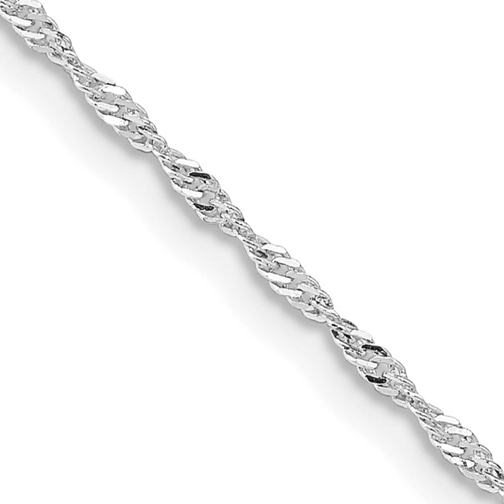1.4mm Rhodium Plated Sterling Silver Solid Singapore Chain Necklace, Item C10772 by The Black Bow Jewelry Co.