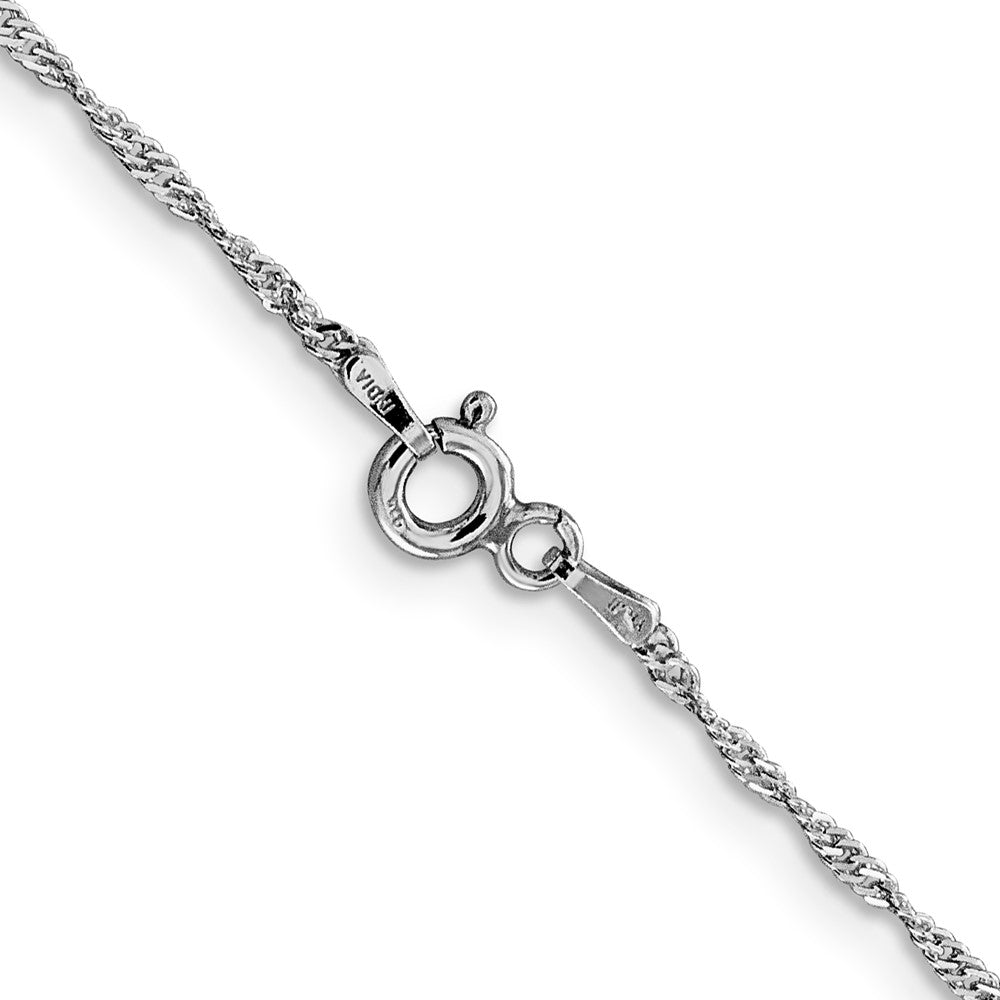 Alternate view of the 1.4mm Rhodium Plated Sterling Silver Solid Singapore Chain Necklace by The Black Bow Jewelry Co.