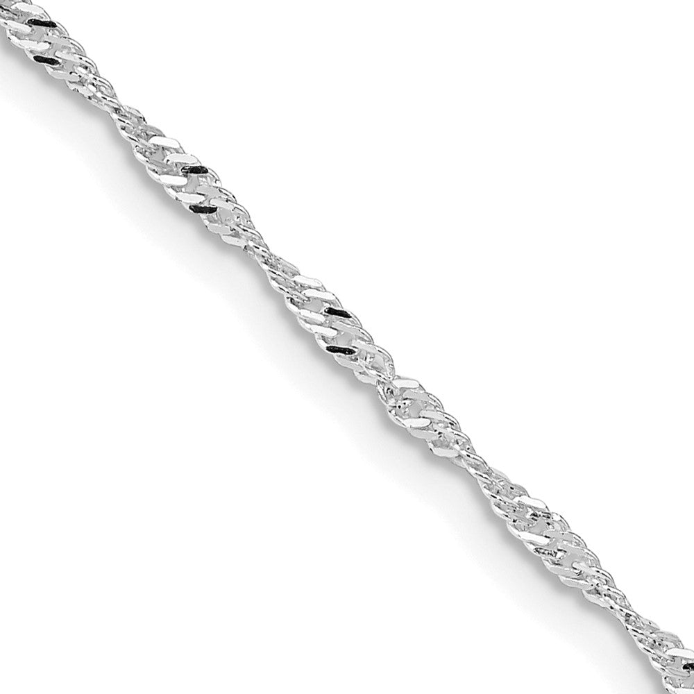 1.75mm Rhodium Plated Sterling Silver Solid Singapore Chain Necklace, Item C10773 by The Black Bow Jewelry Co.
