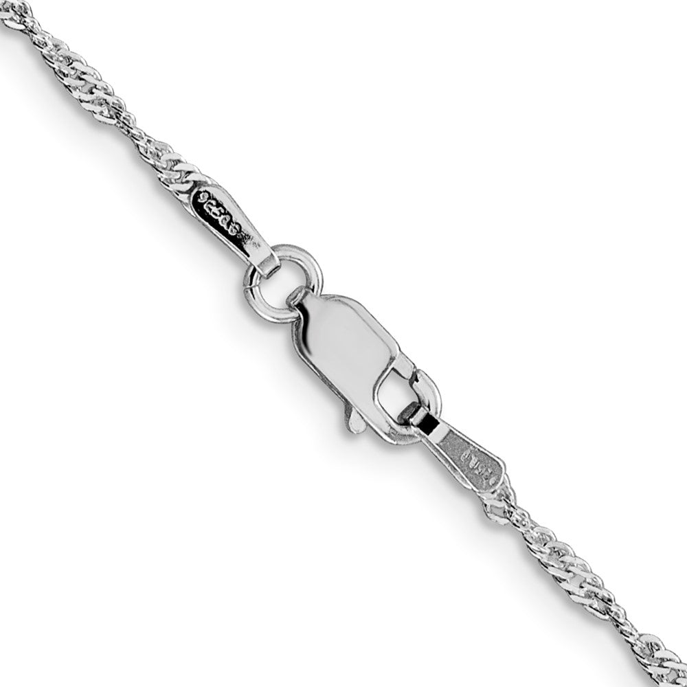 Alternate view of the 1.75mm Rhodium Plated Sterling Silver Solid Singapore Chain Necklace by The Black Bow Jewelry Co.