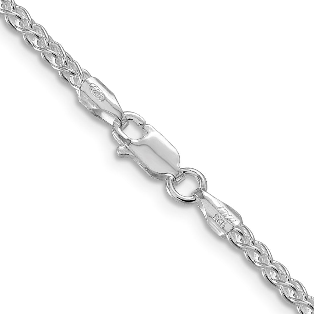 Alternate view of the 2.5mm Rhodium Plated Sterling Silver Solid Round Spiga Chain Necklace by The Black Bow Jewelry Co.