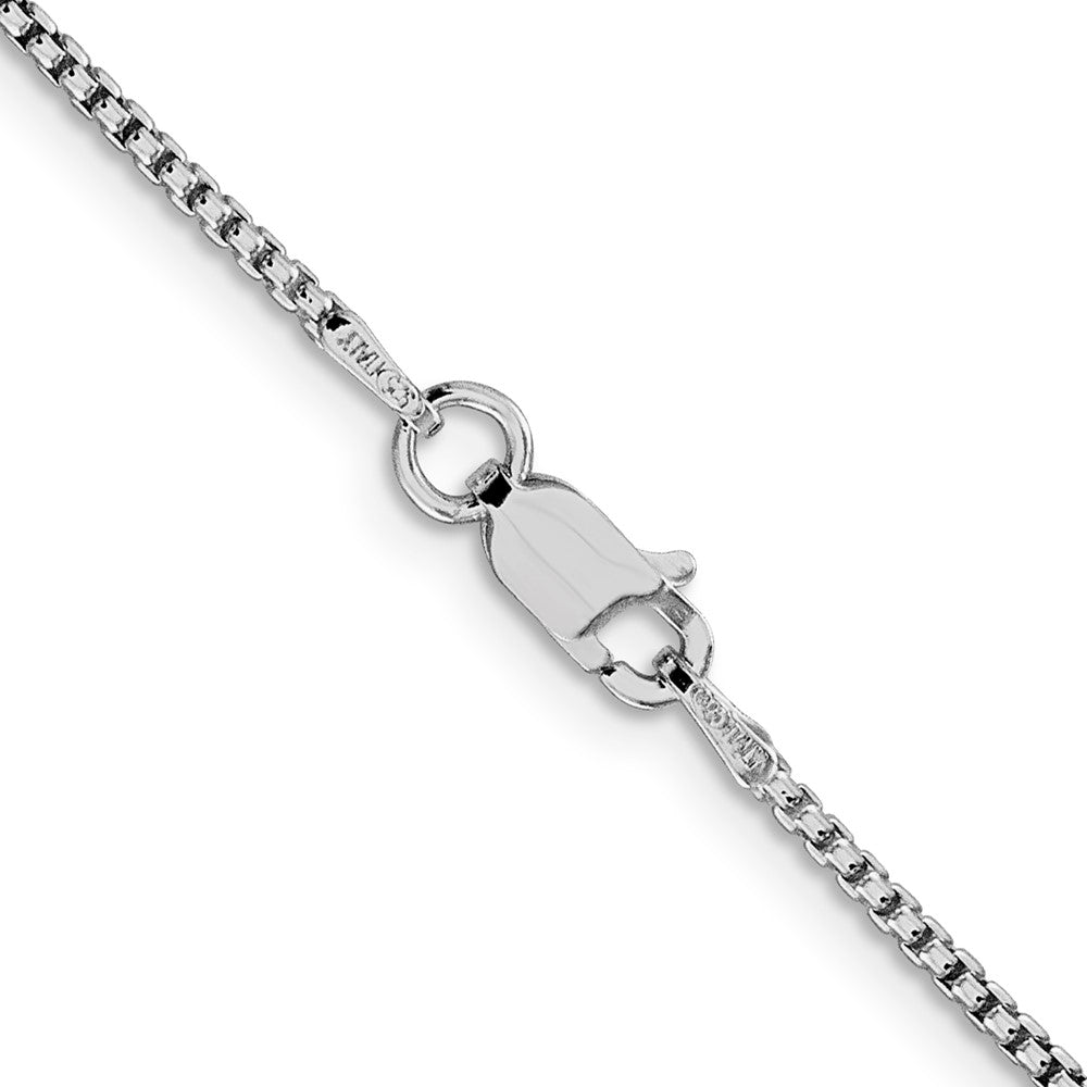 Alternate view of the 1.5mm Rhodium Plated Sterling Silver Solid Round Box Chain Necklace by The Black Bow Jewelry Co.
