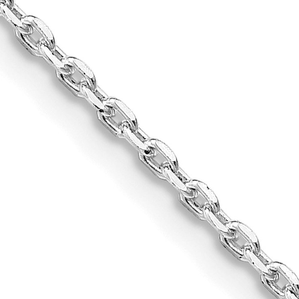 1.5mm Rhodium Plated Silver Solid Beveled Oval Cable Chain Necklace, Item C10779 by The Black Bow Jewelry Co.