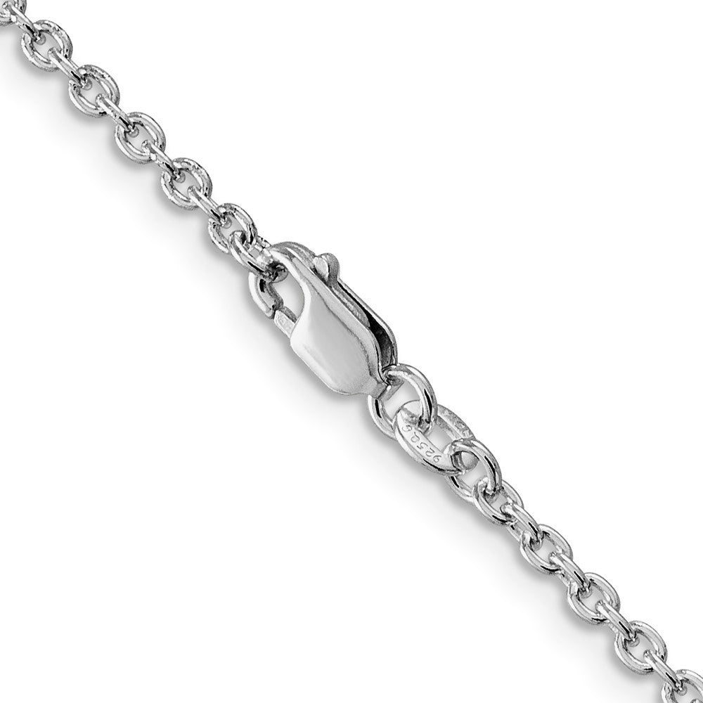 Alternate view of the 2.25mm Rhodium Plated Sterling Silver Solid Cable Chain Necklace by The Black Bow Jewelry Co.