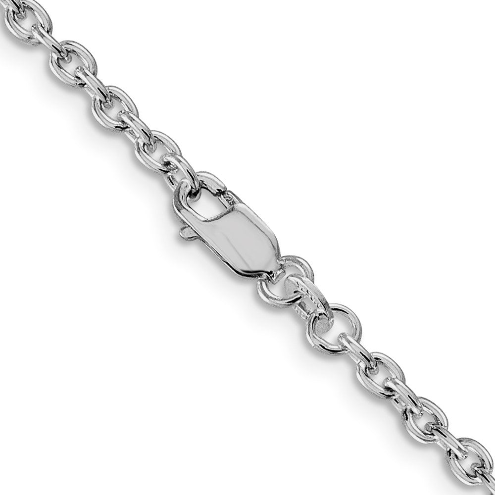 Alternate view of the 2.75mm Rhodium Plated Sterling Silver Solid Cable Chain Necklace by The Black Bow Jewelry Co.
