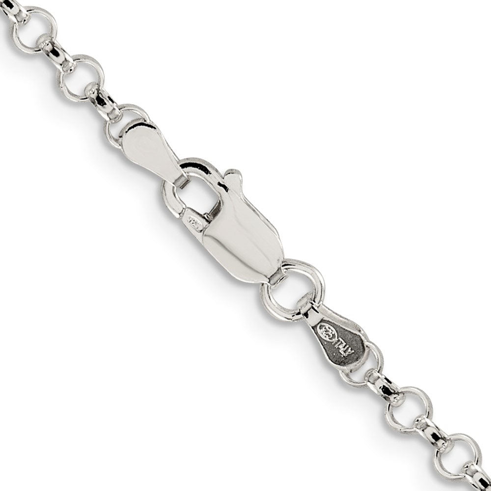Alternate view of the 2.5mm Rhodium Plated Sterling Silver Solid Rolo Chain Necklace by The Black Bow Jewelry Co.