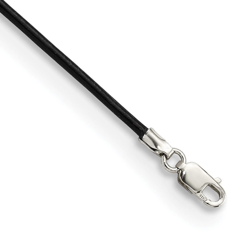 1.5mm Black Leather Cord Chain &amp; Sterling Silver Clasp Necklace, Item C10787 by The Black Bow Jewelry Co.