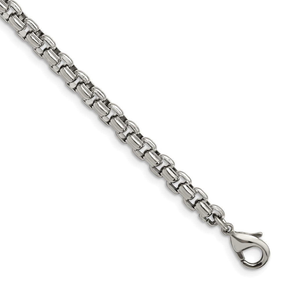 Men&#39;s 5.5mm Stainless Steel Fancy Round Box Chain Bracelet, 8.25 Inch, Item C10798-0825 by The Black Bow Jewelry Co.