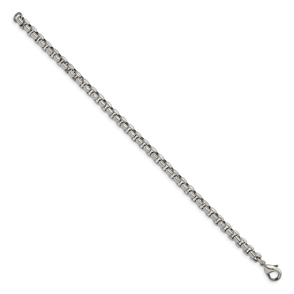 Alternate view of the Men&#39;s 5.5mm Stainless Steel Fancy Round Box Chain Bracelet, 8.25 Inch by The Black Bow Jewelry Co.