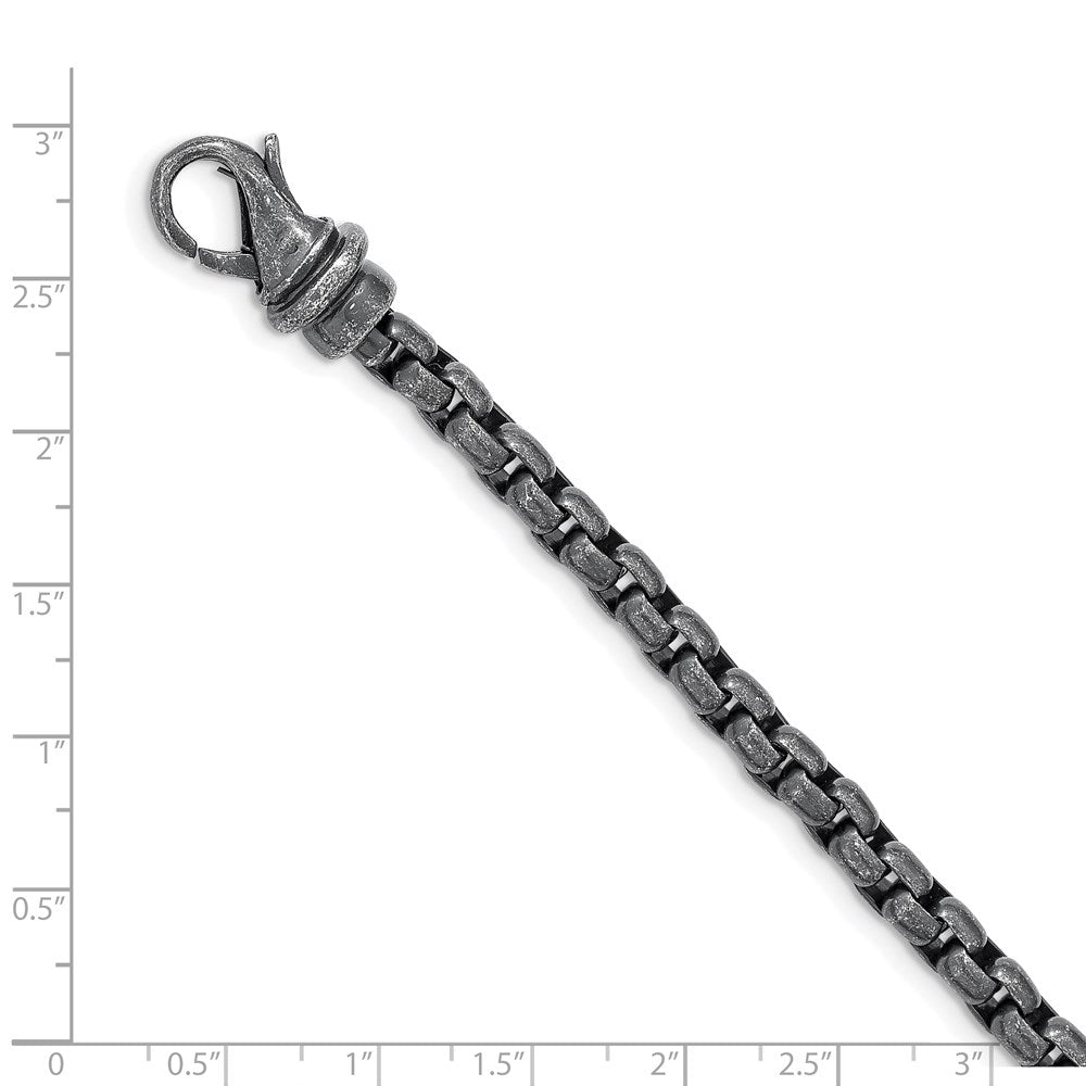 Alternate view of the Men&#39;s 5.25mm Stainless Steel Antiqued Box Chain Bracelet, 8.5 Inch by The Black Bow Jewelry Co.