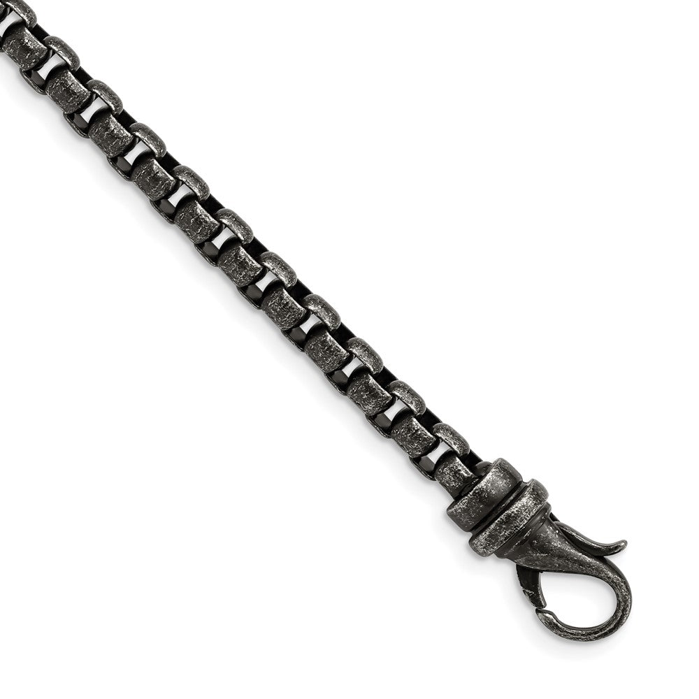 Men&#39;s 5.75mm Stainless Steel Antiqued Box Chain Necklace, 24 Inch, Item C10801-24 by The Black Bow Jewelry Co.