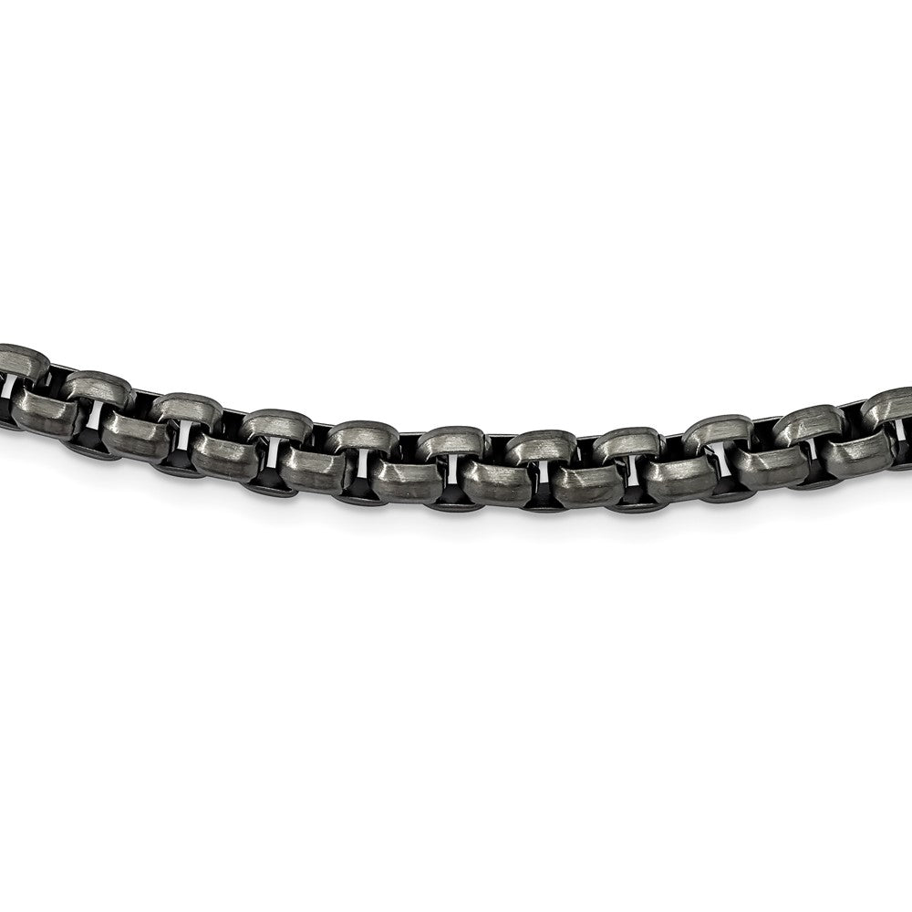 Alternate view of the Mens Stainless Steel Gunmetal Plated Fancy Box Chain Necklace, 24 Inch by The Black Bow Jewelry Co.