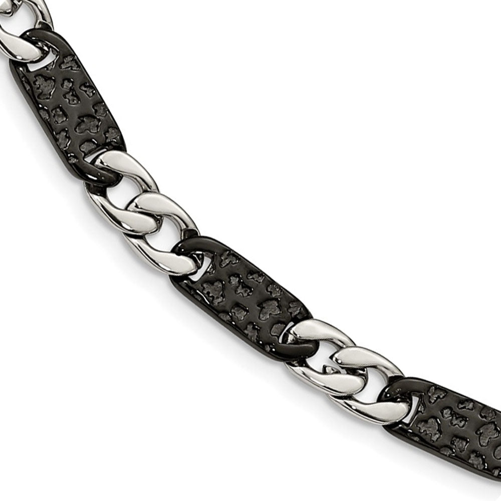 Men&#39;s 9mm Stainless Steel Two Tone Link Chain Necklace, 24 Inch, Item C10805-24 by The Black Bow Jewelry Co.