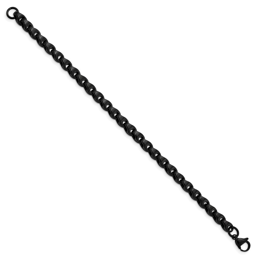 Alternate view of the Mens 6mm Black Plated Stainless Steel Teardrop Chain Bracelet, 9 In by The Black Bow Jewelry Co.