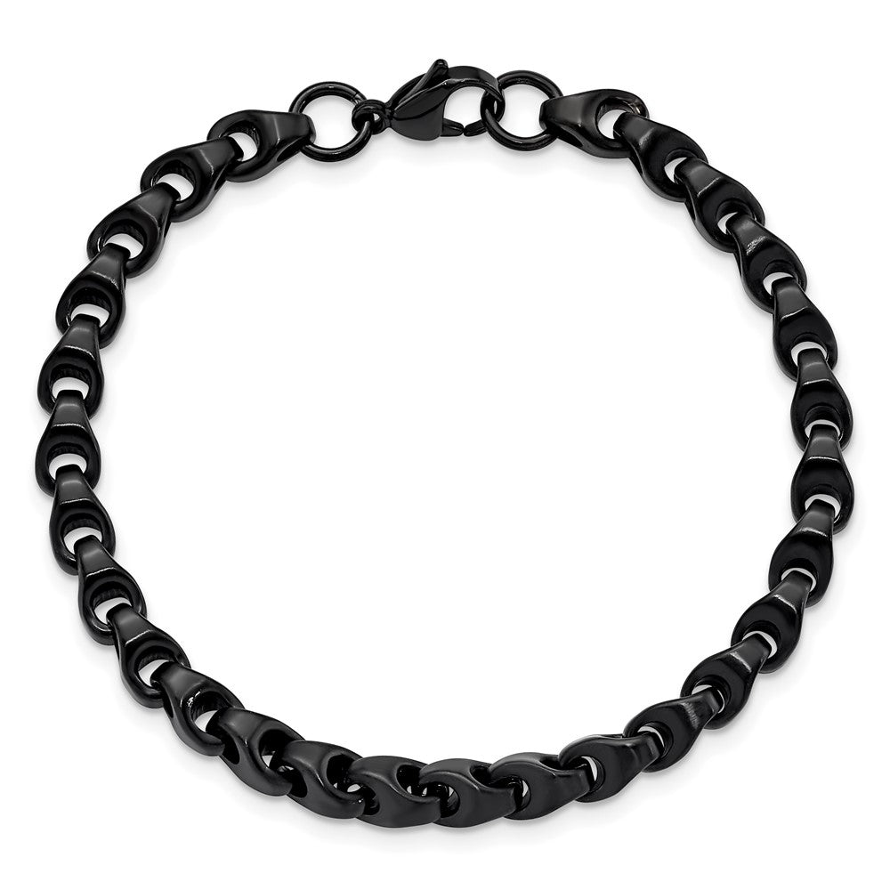 Alternate view of the Mens 6mm Black Plated Stainless Steel Teardrop Chain Bracelet, 9 In by The Black Bow Jewelry Co.