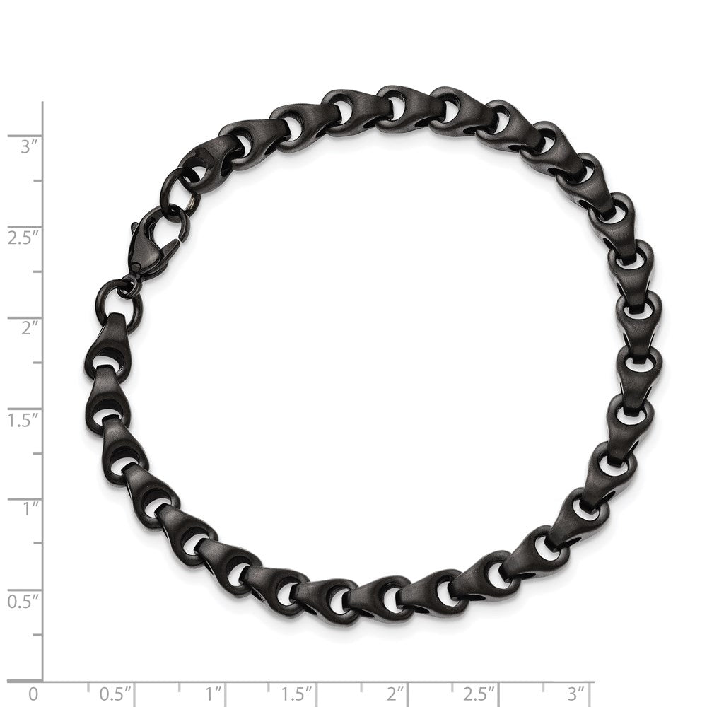 Alternate view of the Mens 6mm Black Plated Stainless Steel Teardrop Chain Bracelet, 9 In by The Black Bow Jewelry Co.