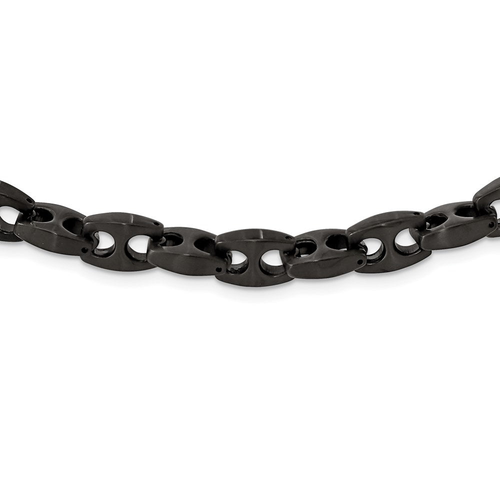 Alternate view of the Mens 8mm Black Plated Stainless Steel Anchor Chain Necklace, 24 Inch by The Black Bow Jewelry Co.