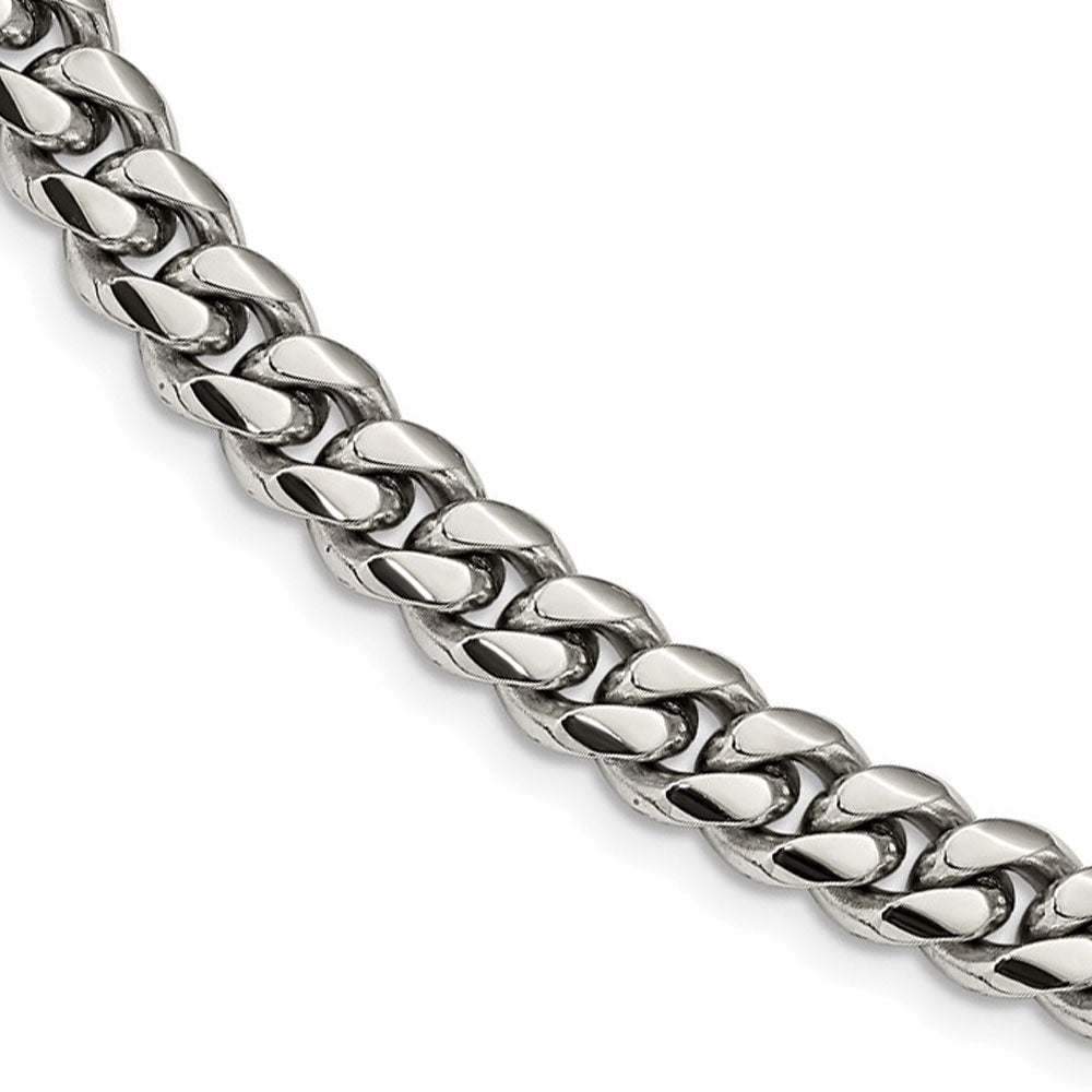 Men&#39;s 10mm Stainless Steel Polished Curb Chain Necklace, 24 Inch, Item C10810-24 by The Black Bow Jewelry Co.