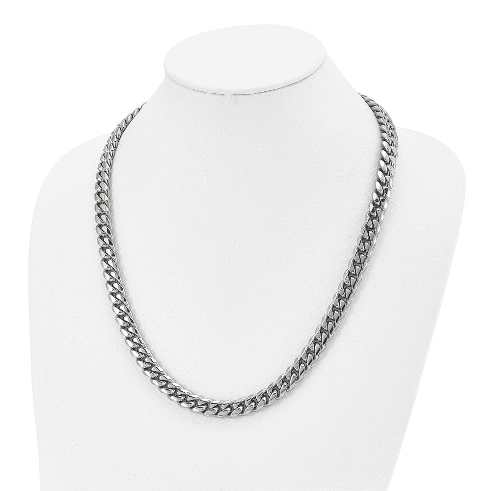 Alternate view of the Men&#39;s 10mm Stainless Steel Polished Curb Chain Necklace, 24 Inch by The Black Bow Jewelry Co.