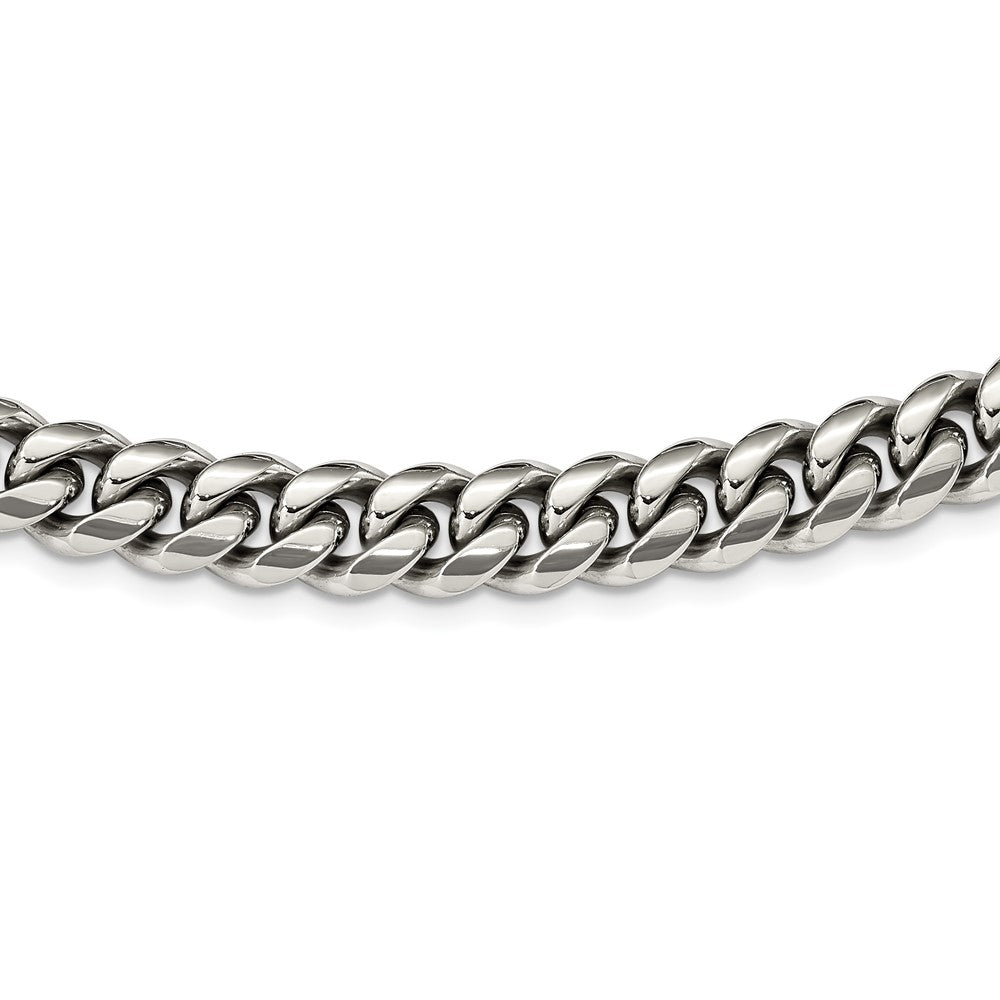 Alternate view of the Men&#39;s 12mm Stainless Steel Polished Curb Chain Necklace, 24 Inch by The Black Bow Jewelry Co.