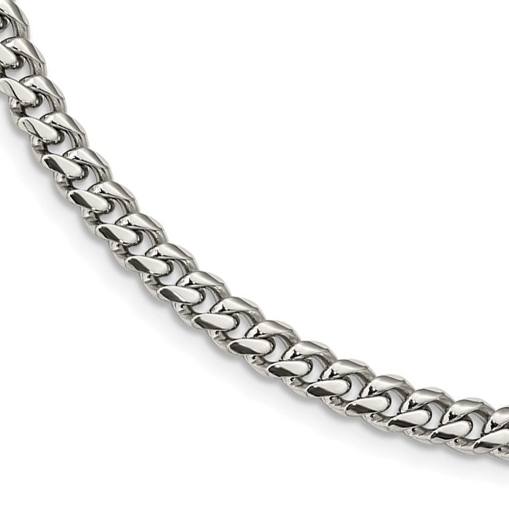 6mm Stainless Steel Polished Curb Chain Necklace, 24 Inch, Item C10812-24 by The Black Bow Jewelry Co.