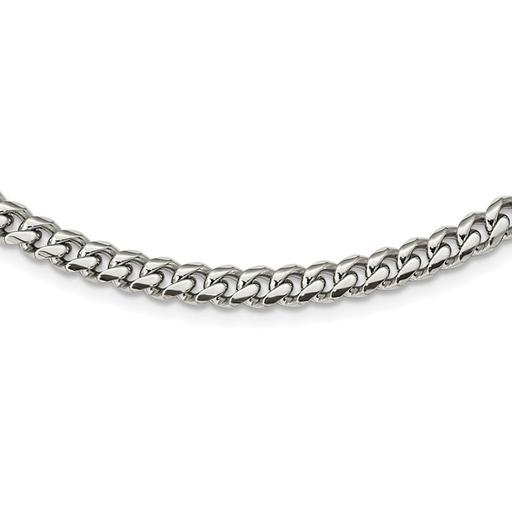 Alternate view of the 6mm Stainless Steel Polished Curb Chain Necklace, 24 Inch by The Black Bow Jewelry Co.
